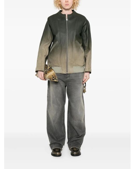 Arma Green Ombre Zip-Front Leather Jacket