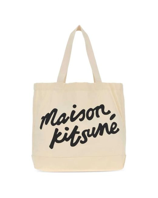 Maison Kitsuné Natural Logo Tote Bag