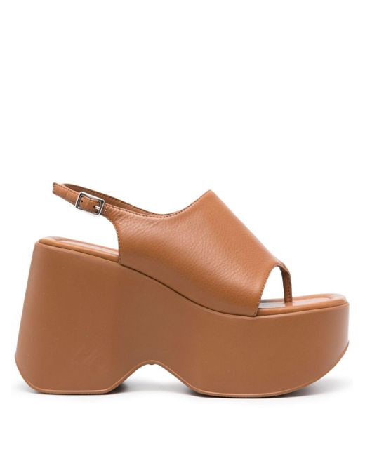 Vic Matié Brown Flatform Leather Sandals
