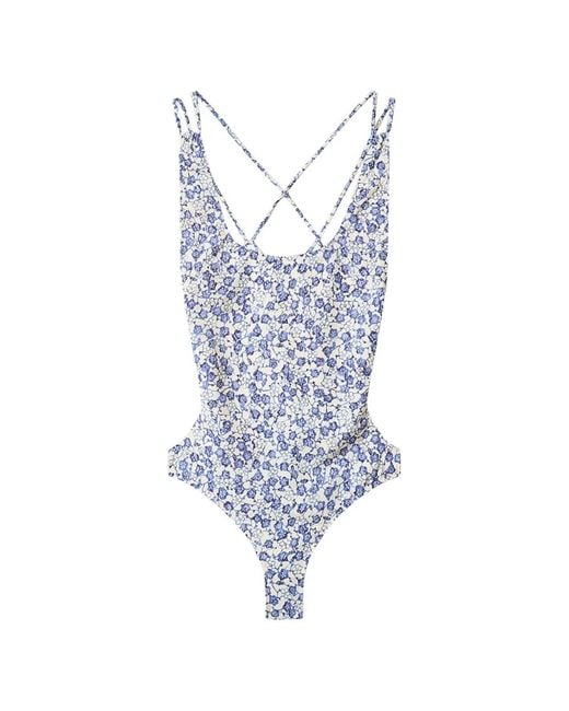 Isabel Marant Blue Maillot De Bain Tenisia À Fleurs À Bretelles Croisées