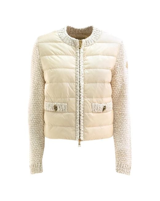 Moncler White Quilted-Panel Jacket
