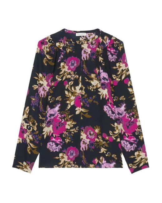 Marc O' Polo Black Floral-Print Long-Sleeve Blouse