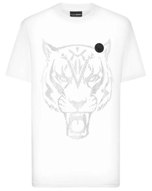 Philipp Plein White Tiger-Motif T-Shirt for men