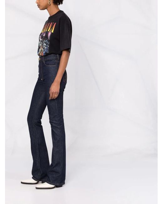 Philipp Plein Blue High-Waisted Flared Jeans