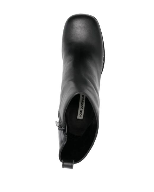 Karl Lagerfeld Black Monogram-print Platform Boots