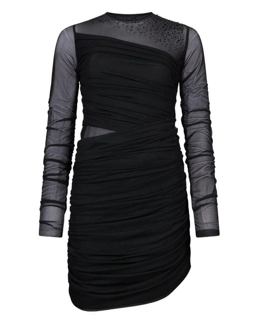 Liu Jo Black Long-Sleeve Tulle Mini Dress