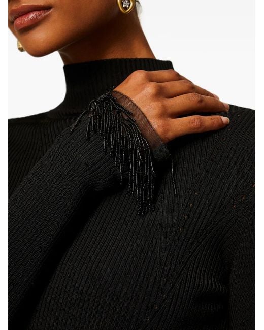 Twinset Black Turtleneck Jumper With Embroidery