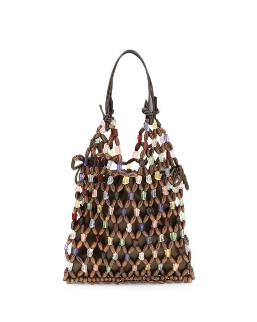 Staud Brown Karla Bead-Embellishment Shoulder Bag