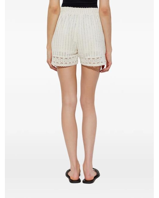 AllSaints White Elma Crochet-Knit Lace-Trim Shorts