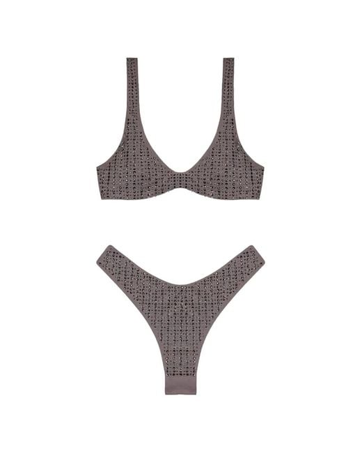 VENUJA Gray Malibu Crystal-Embellished Bikini
