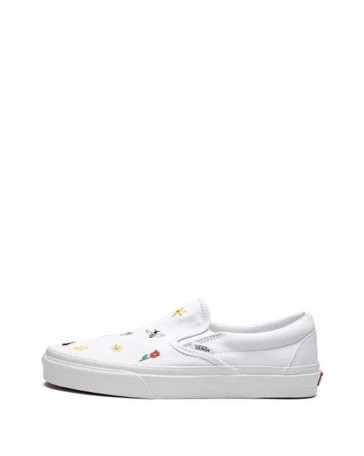 Vans White Slip On "Garden Party" Sneakers