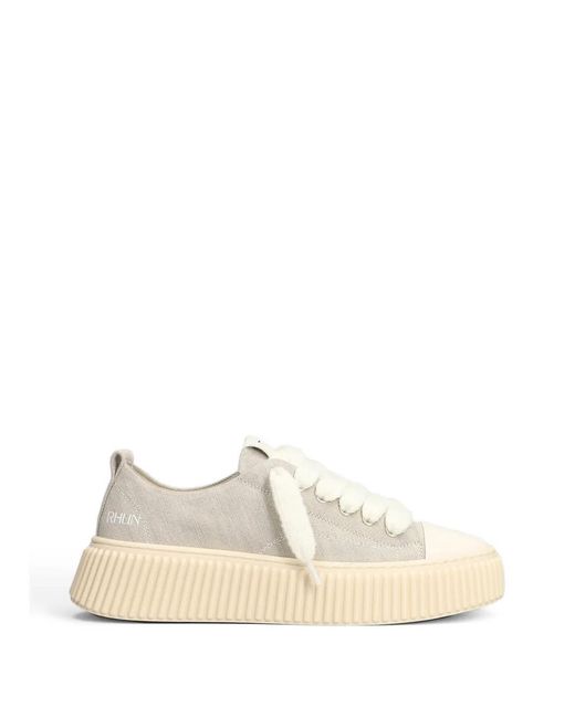 Rhun Natural Ridged-Sole Lace-Up Sneakers