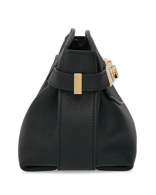 Ferragamo Black Jet Mini Leather Crossbody Bag With-Tone Gancini Clasp