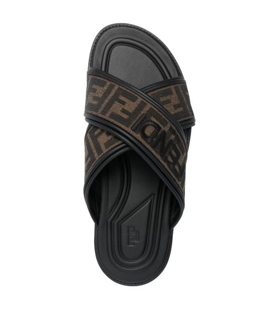 Sandales à logo imprimé Fendi pour homme en coloris Black