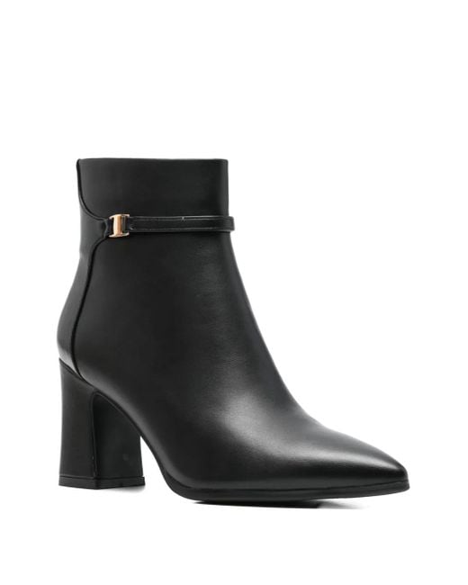 Exe' Black Buckle Leather Boots