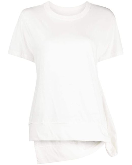 Yohji Yamamoto Asymmetrisch Katoenen T-shirt in het White
