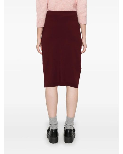 Miu Miu Purple Logo-Jacquard Ribbed Midi Skirt