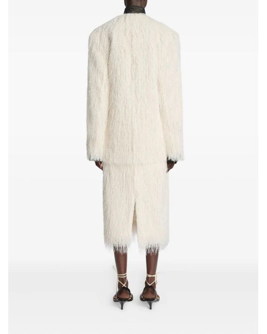 Dries Van Noten White Gewickelte Jacke Mit Fransen