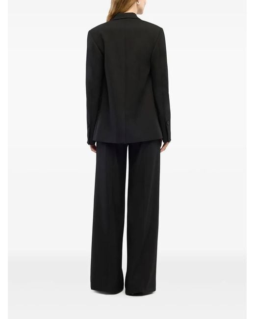Another Tomorrow Black Double-Breasted Blazer
