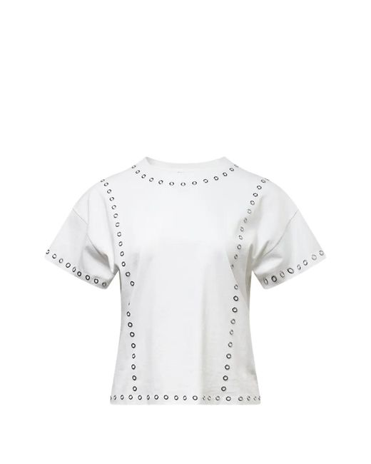 Rag & Bone White Kelly Grommet-Embellished Boxy T-Shirt
