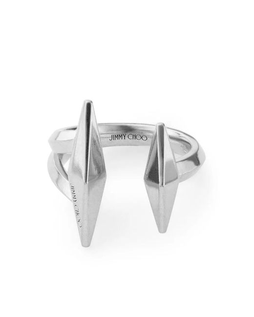 Jimmy Choo White Logo-Engraved Open Ring