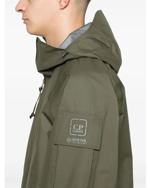 C P Company Green Logo-Patch Hooded Jacket for men