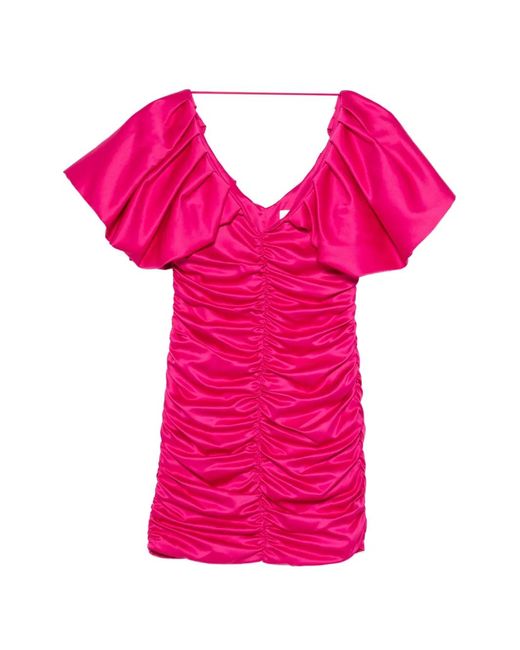 SIMONA CORSELLINI Pink Ruched-Satin Mini Dress