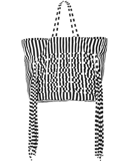 Ioana Ciolacu Black Striped Fringed Tote Bag