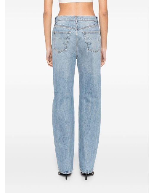 Alexander Wang Blue Embossed-Logo Straight-Leg Jeans