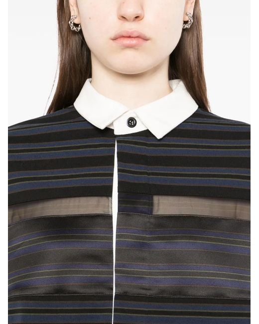 Sacai Black Striped Collar Top