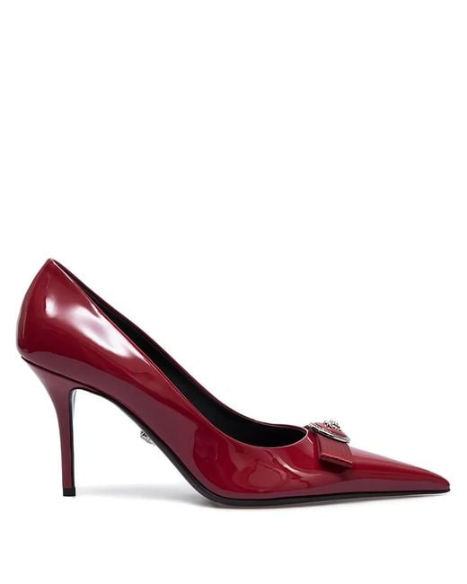 Versace Red 90Mm Bow-Embellished Pointed-Toe Pumps