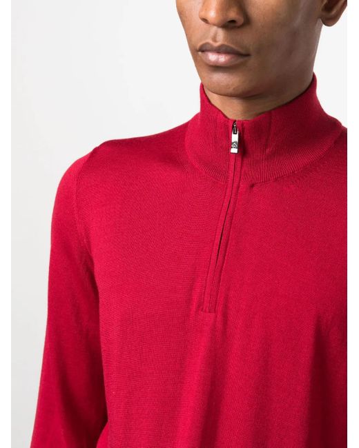Pal Zileri Red High-Neck Virgin Wool-Silk Sweatshirt for men