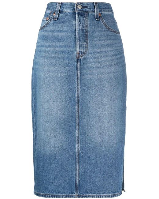 Levi's Blue Mid-rise Denim Mid Skirt