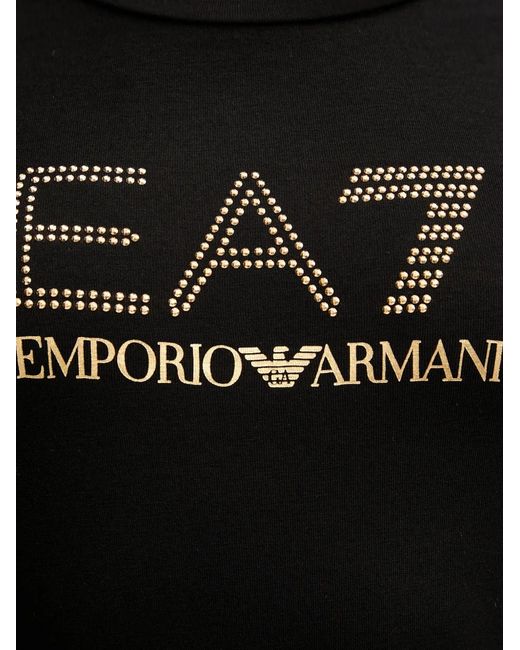 EA7 Black Embellished-Logo T-Shirt