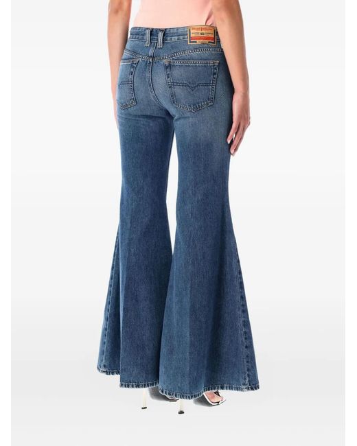 DIESEL Blue 1970 D-Bleess Flared Cotton Jeans
