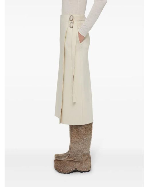 Jil Sander Natural Wrap-Design Wool Midi Skirt