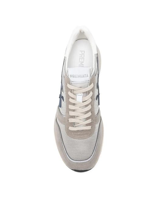 Premiata White Mick Panelled Sneakers for men