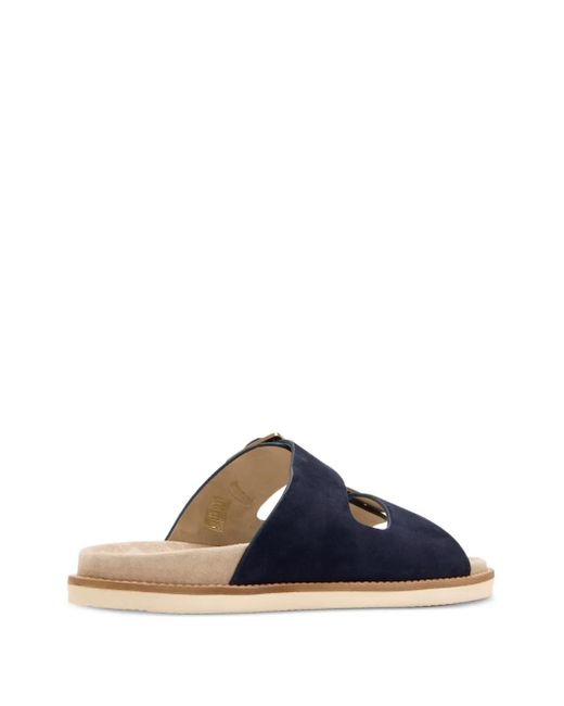 Brunello Cucinelli Blue Double-Buckle Suede Sandals for men