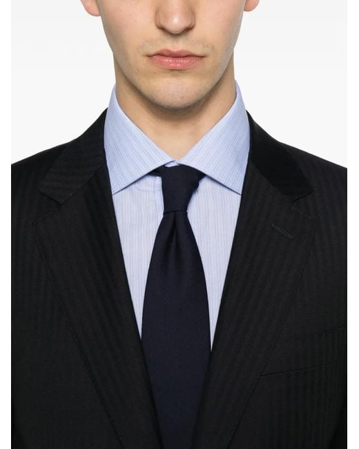 Canali Black Notched-Lapel Single-Breasted Suit for men