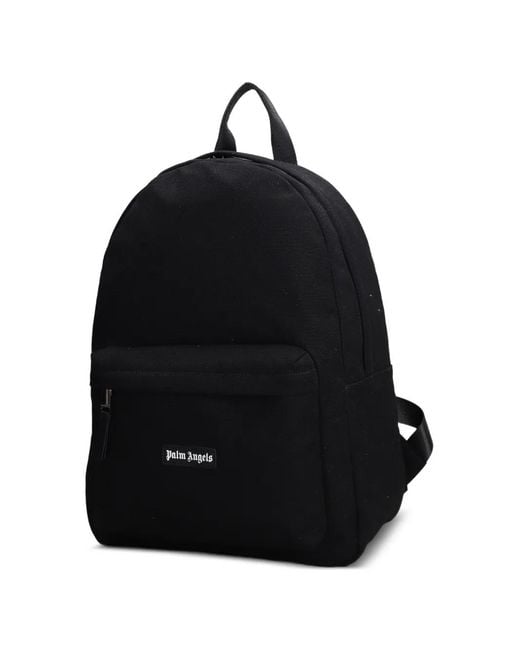 Palm Angels Black Logo-Patch Backpack for men