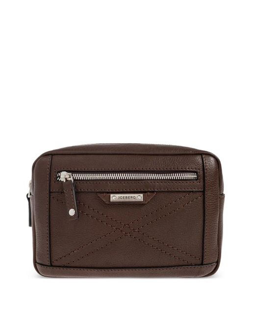 Iceberg Brown Leather Belt Bag for men