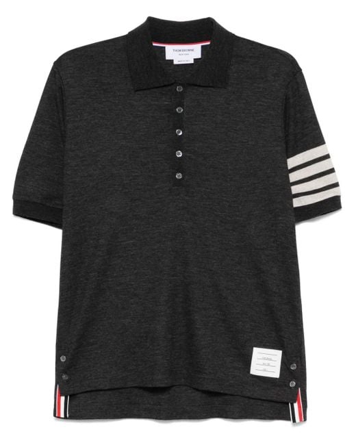 Thom Browne Black Dark Wool Polo Shirt for men