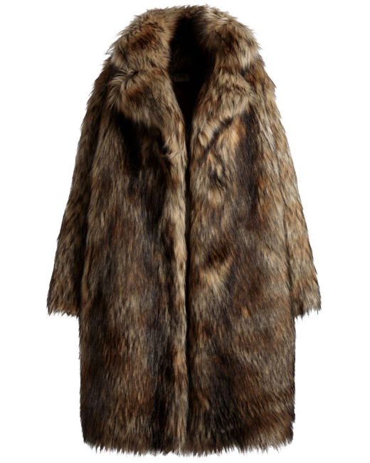 Bally Brown Single-breasted Faux-fur Coat
