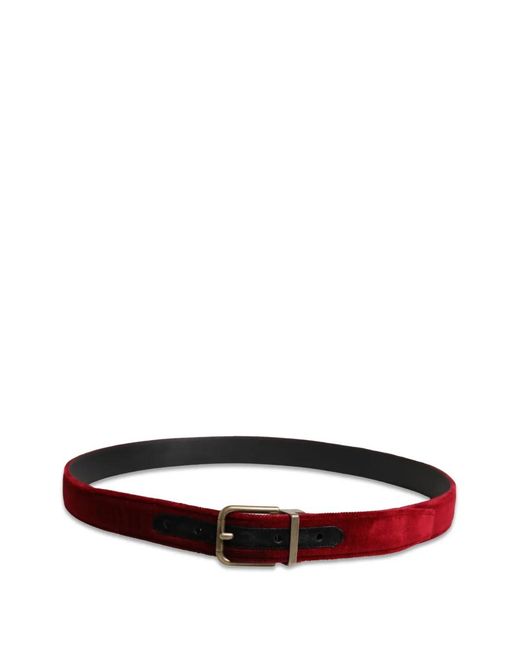 Dolce & Gabbana Red Velvet Buckle Belt for men