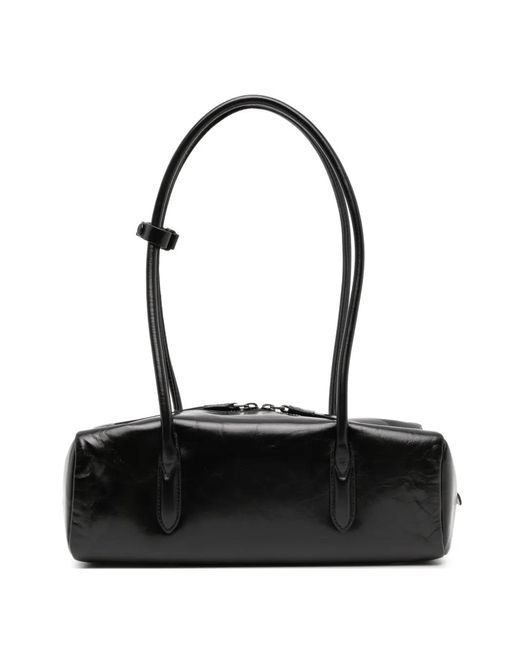 JNBY Black Minimalist Leather Shoulder Bag