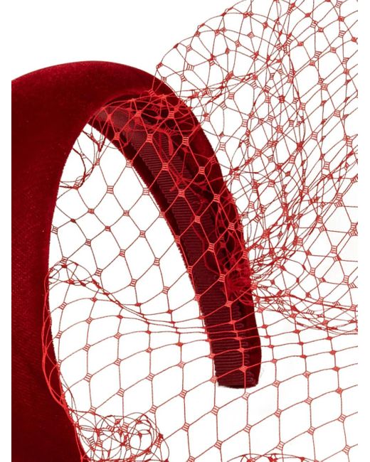 Jennifer Behr Red Kate Veil Velvet Headband