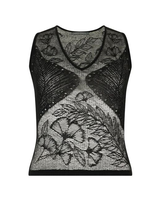 Alberta Ferretti Black V-Neck Top