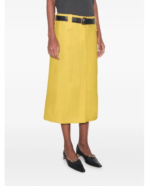 Tory Burch Yellow Waxed Canvas Skirt