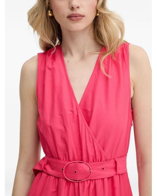 Vestido Midi Con Cinturón Morgan de color Pink
