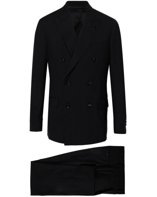 Lardini Black Double-breasted Wool Suit for men